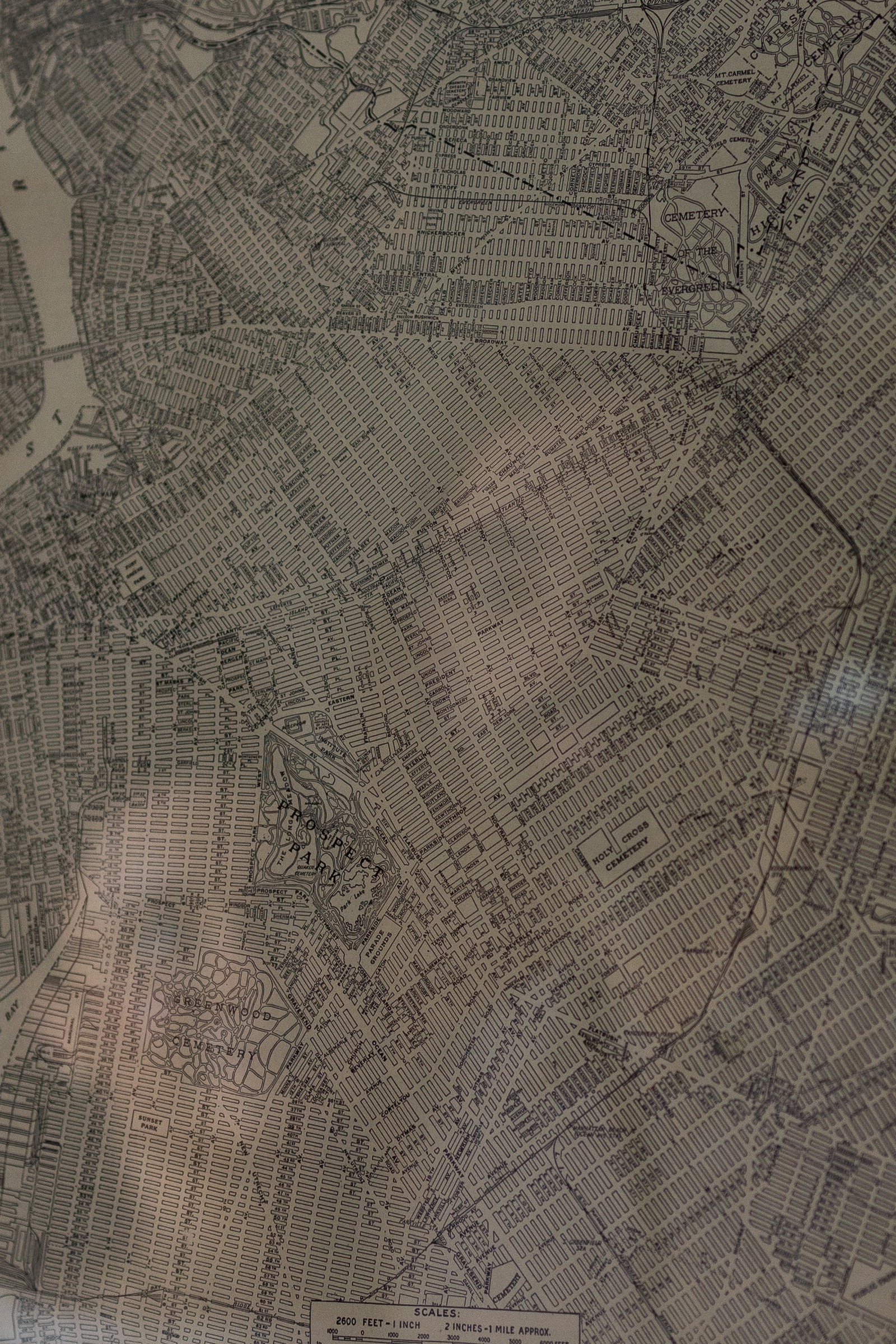 An old street map of Brooklyn, Prospect Park at its centre.